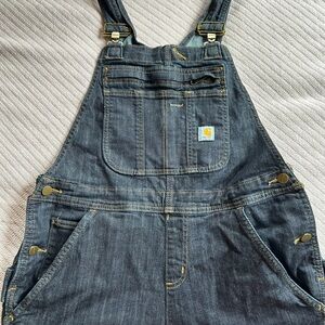 CARHARTT 8-10 women Brewster double front denim bib overall carpenter